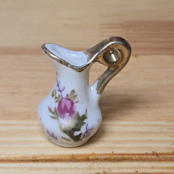 Unbranded Other - Vintage Porcelain Floral Print Miniature Creamer Pitcher